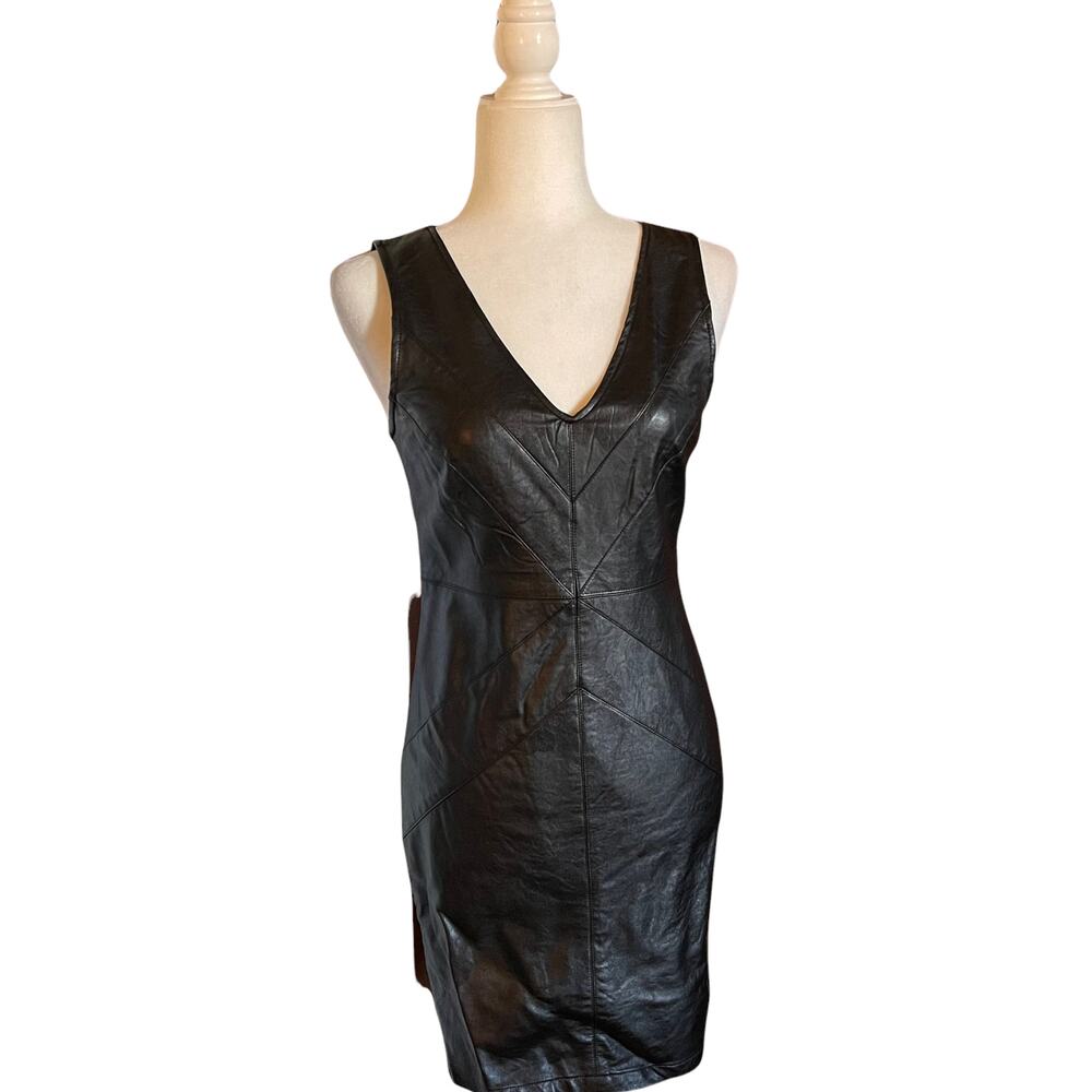 SLEEVELESS FAUX LEATHER MINI DRESS WITH BACK ZIPPER CLOSURE-FITS LIKE A GLOVE!